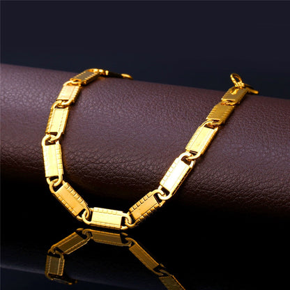 6MM Chain Link Necklace for Women Men Gold Plated