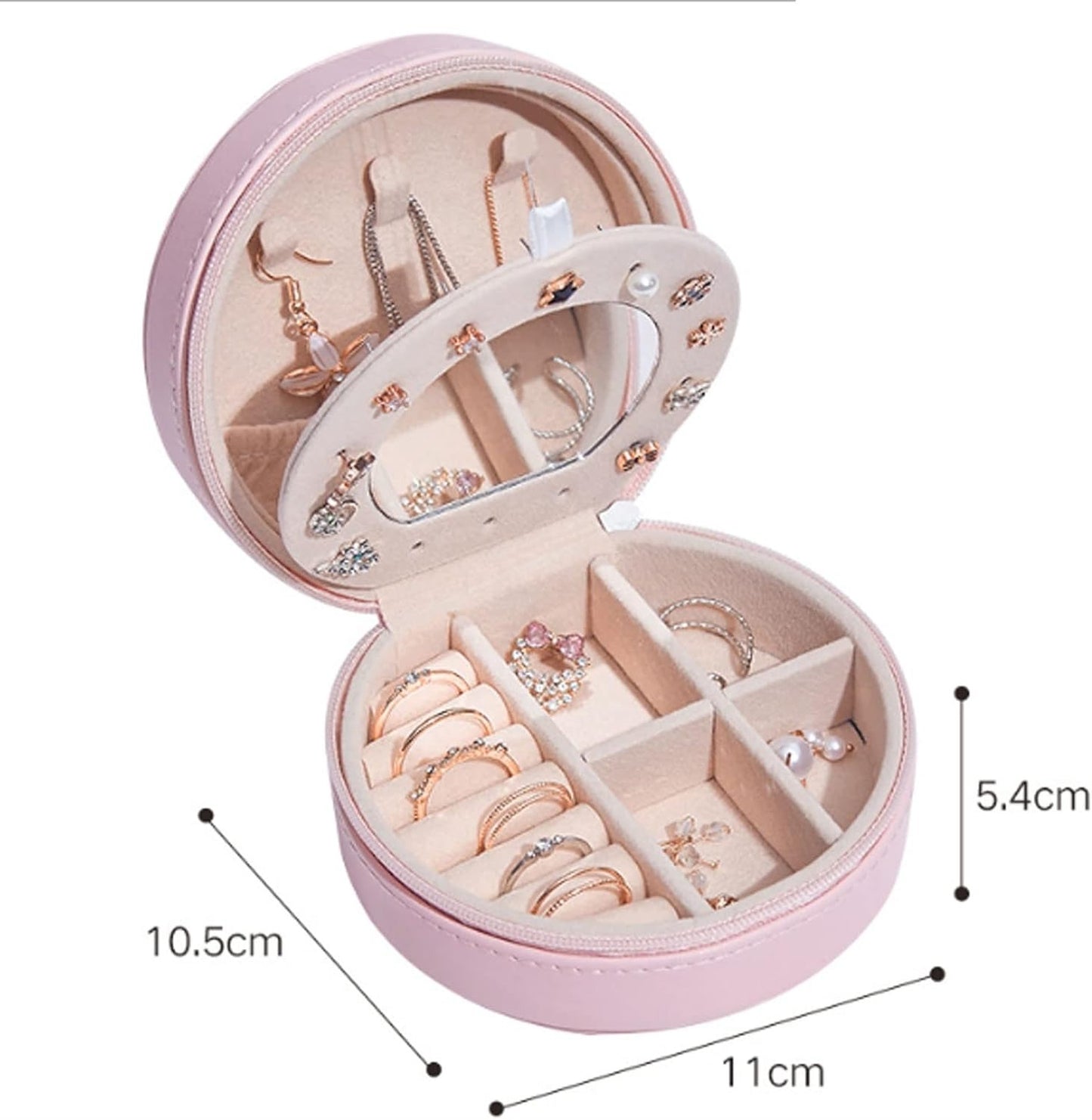 Round Jewelry Organizer Gift Box Travel Jewelry Case