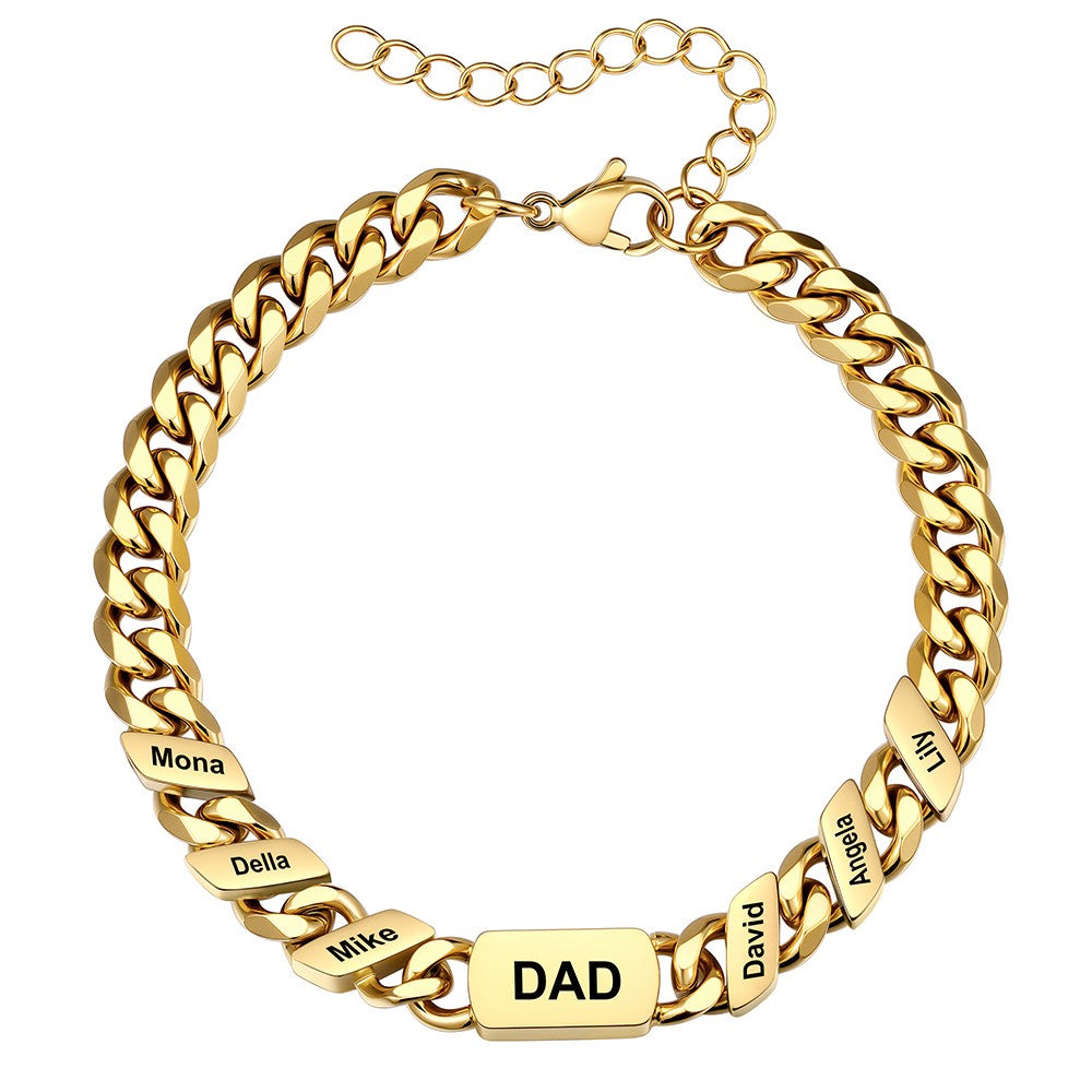 6 Names Cuban Chain Bracelet Gold Plated