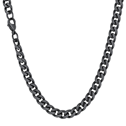 6mm Cuban Chain Necklace Black Plated
