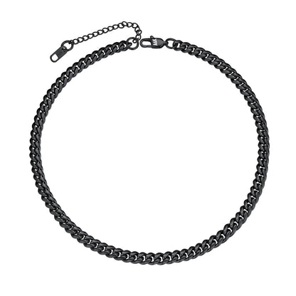 6mm Cuban Link Chain Necklace Black Plated