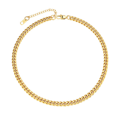 6mm Cuban Link Chain Necklace Gold Plated