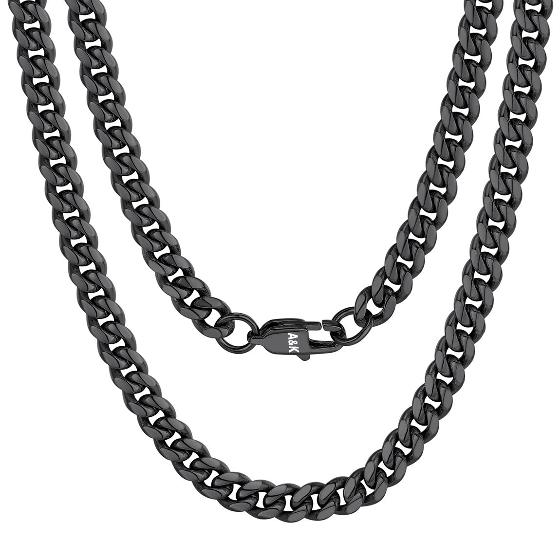 6mm Custom Cuban Link Chain Necklace Black Plated