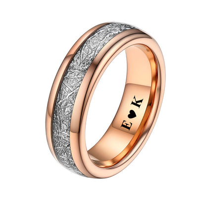 6mm Meteorite Inlay Tungsten Carbide Ring