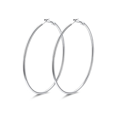 70mm Classic Statement Hoop Earrings for Women on a white background