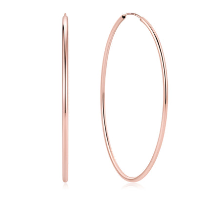 70mm Rose Gold plated hoop earrings on a white background