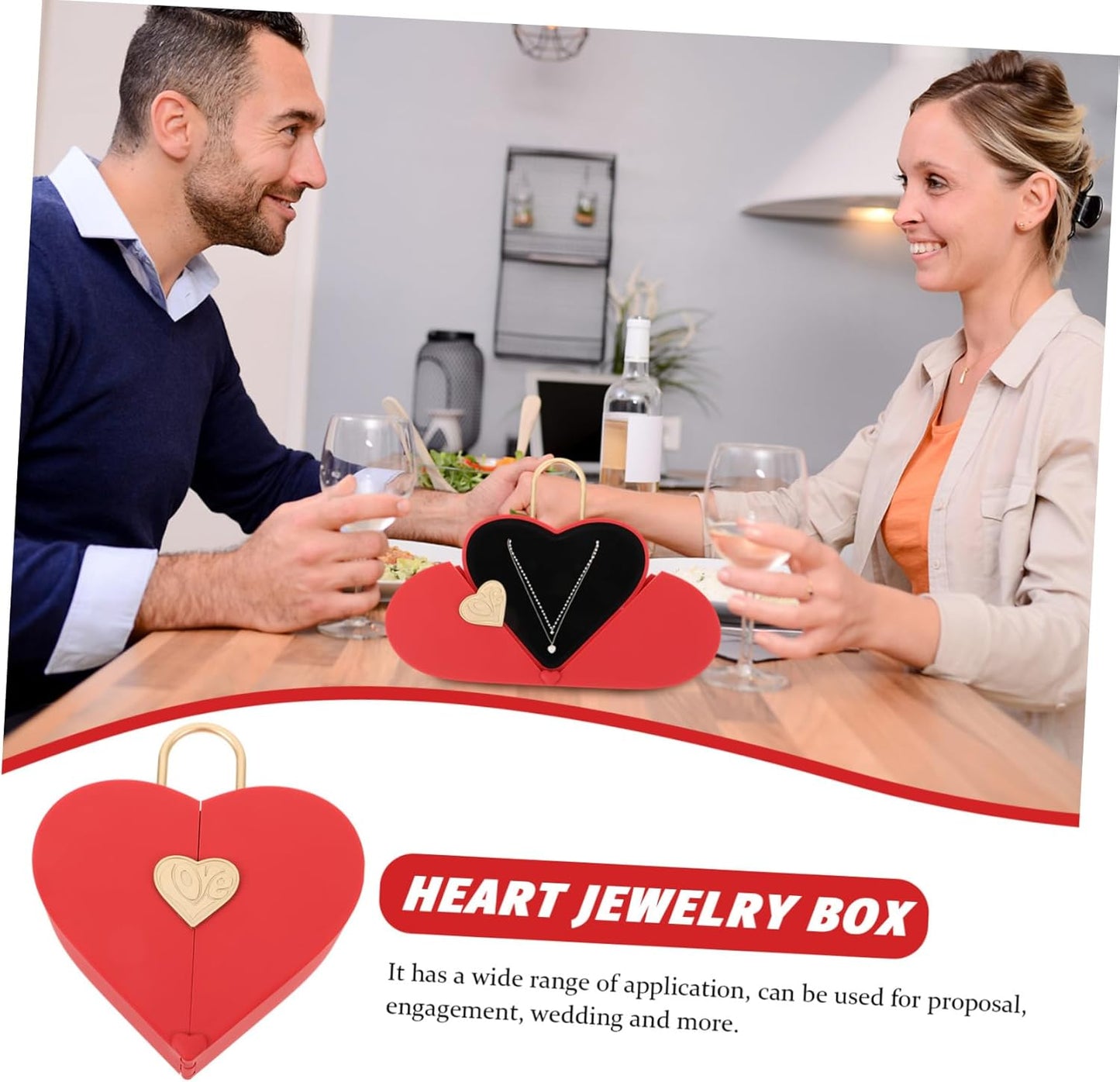 Concentric Lock Love Heart Red Jewelry Box