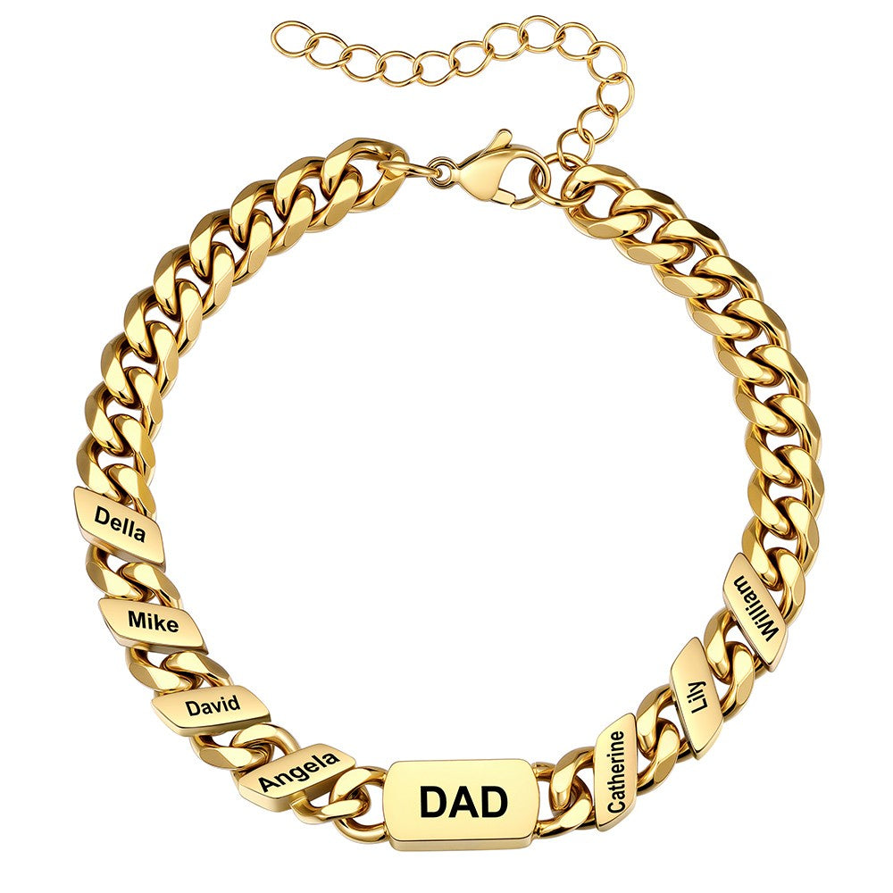 7 Names Cuban Chain Bracelet Gold Plated