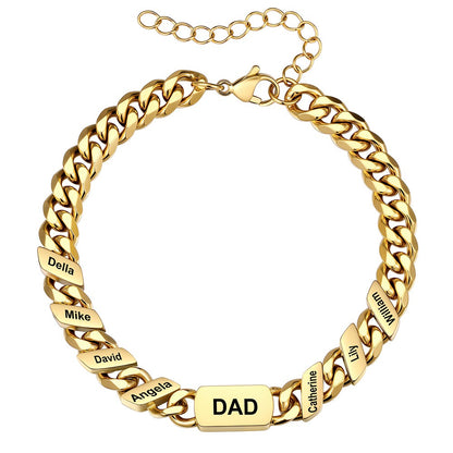 7 Names Cuban Chain Bracelet Gold Plated