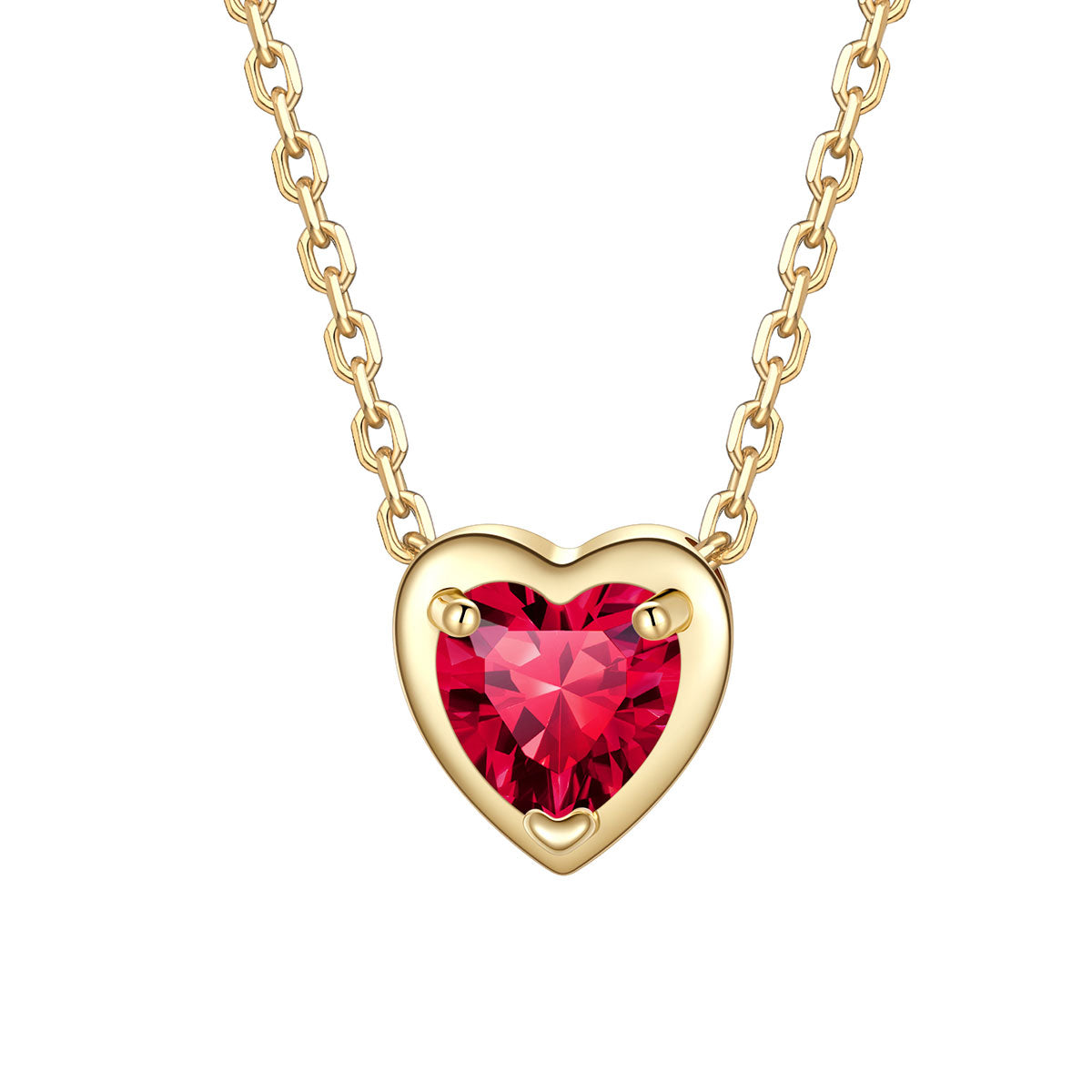 Heart July Birthstone Necklace on a white background