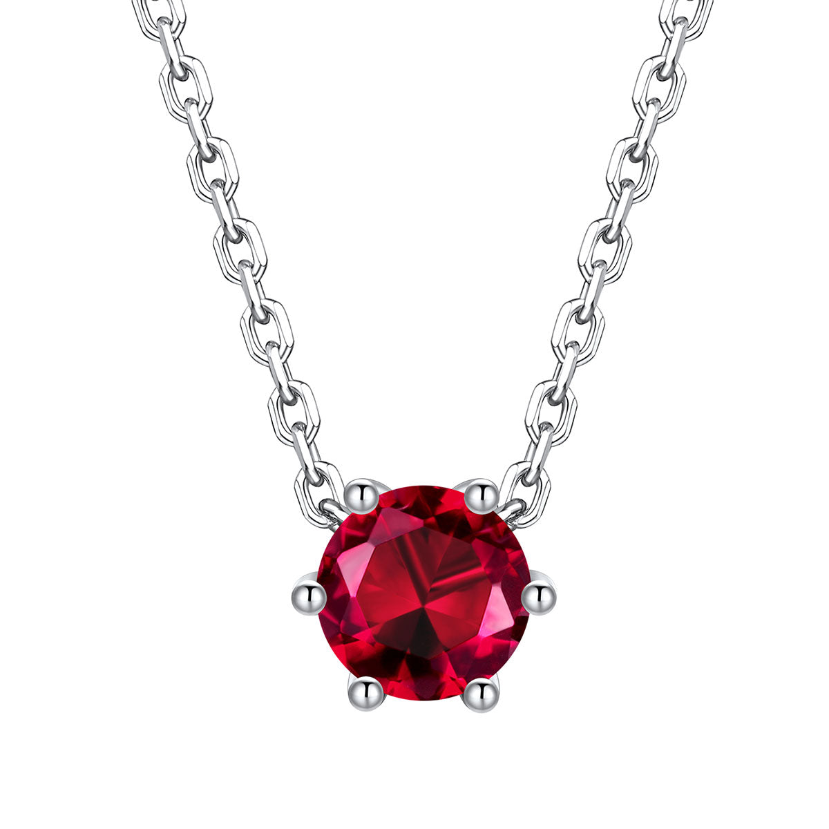 Round Cut July Birthstone Necklace on a white background