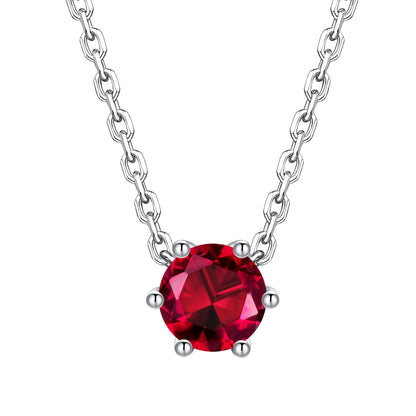 Round Cut July Birthstone Necklace on a white background