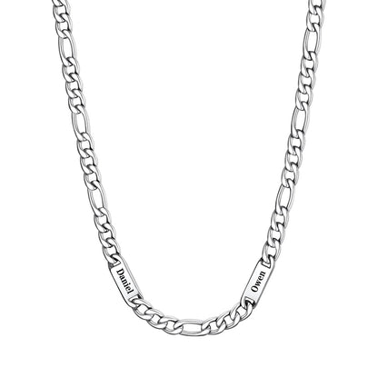 7mm 2 Name Figaro Chain Necklace 