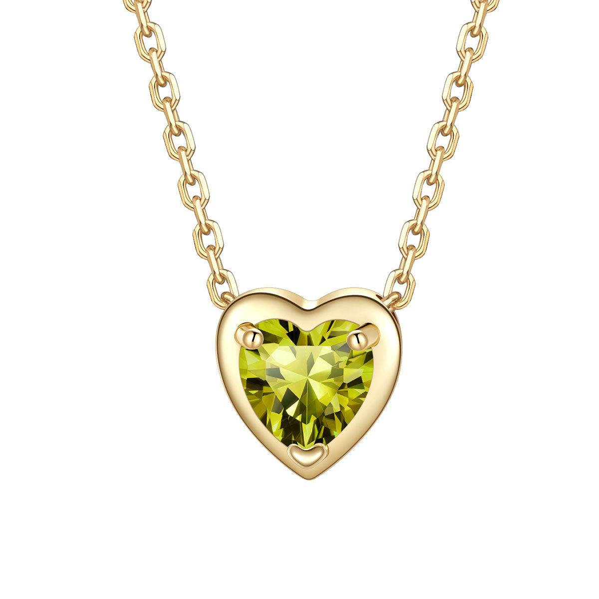 Heart August Birthstone Necklace on a white background