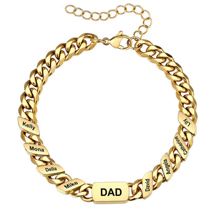 8 Names Cuban Chain Bracelet Gold Plated