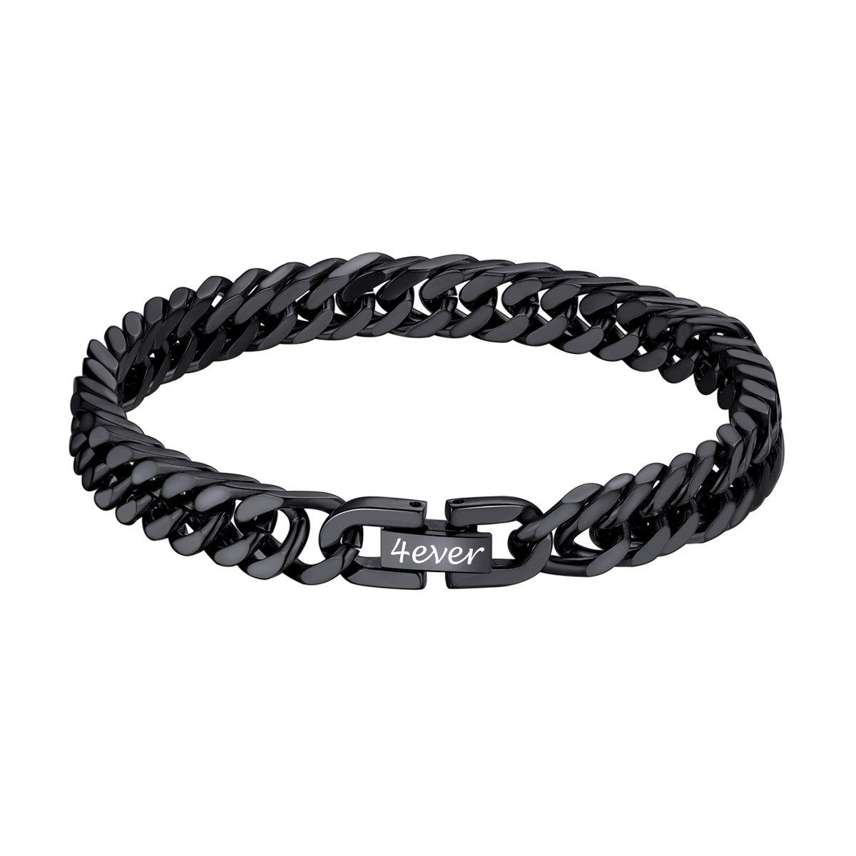 8mm Cuban Link Chain Bracelet Black Plated