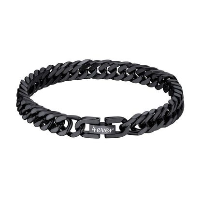 8mm Cuban Link Chain Bracelet Black Plated