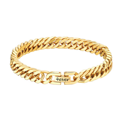 8mm Cuban Link Chain Bracelet Gold Plated