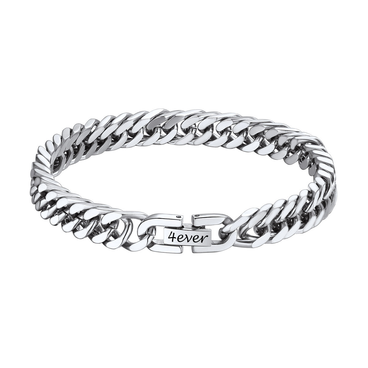 8mm Cuban Link Chain Bracelet in Stainless Steel