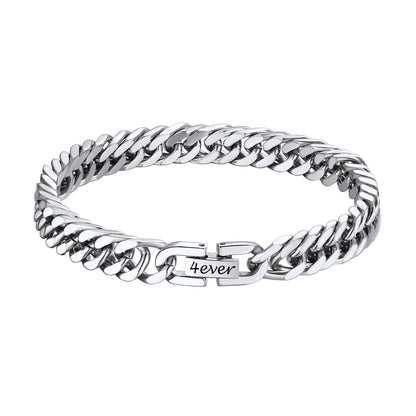 8mm Cuban Link Chain Bracelet in Stainless Steel