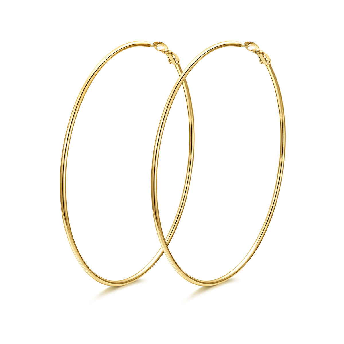 90mm Gold Classic Statement Hoop Earrings for Women on a white background