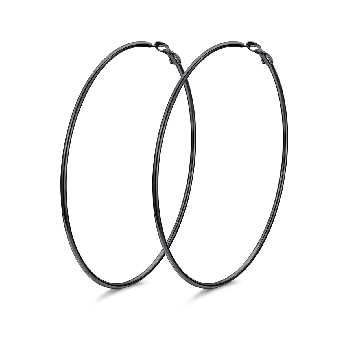 90mm black Classic Statement Hoop Earrings for Women on a white background