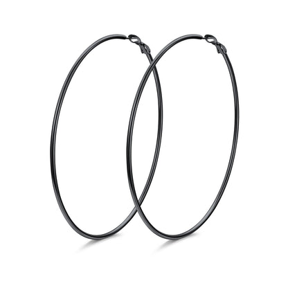 90mm black Classic Statement Hoop Earrings for Women on a white background