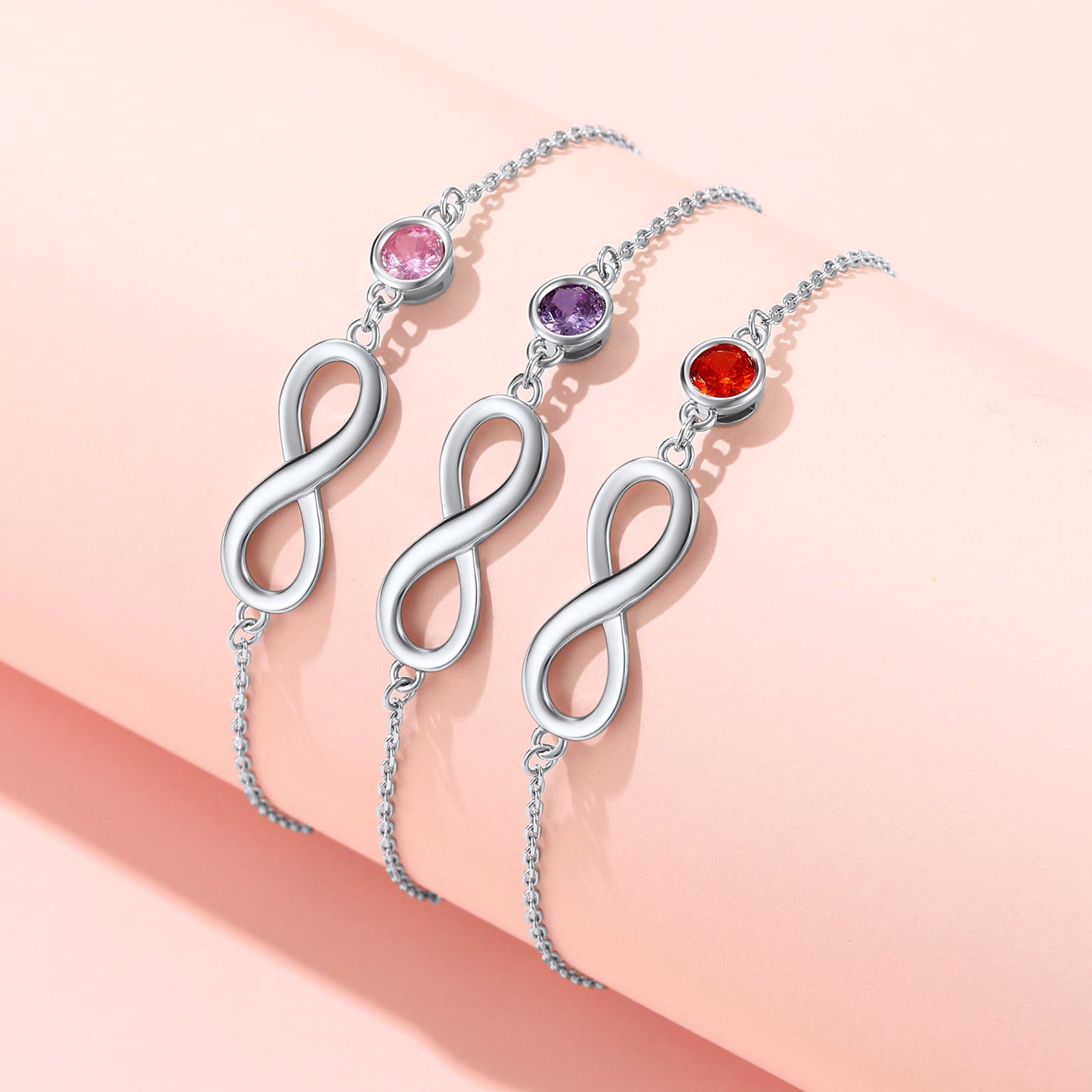 925 Sterling Silver Infinity Anklet With Birthstone
