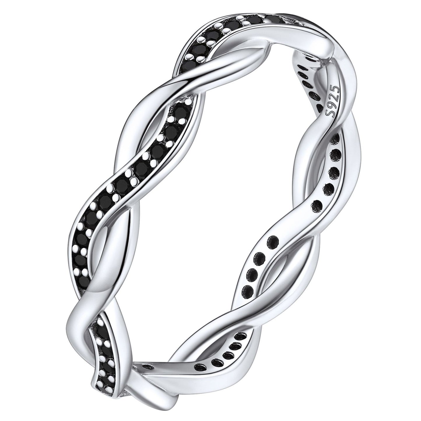 925 Sterling Silver Twisted Rope Band Ring for Women