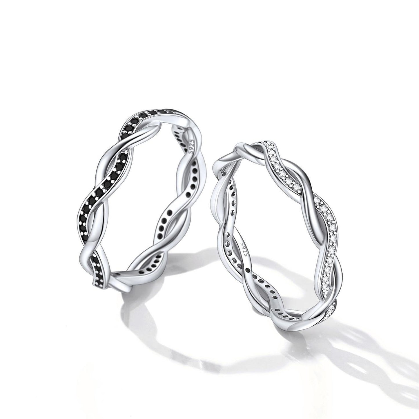 925 Sterling Silver Twisted Rope Band Ring for Women