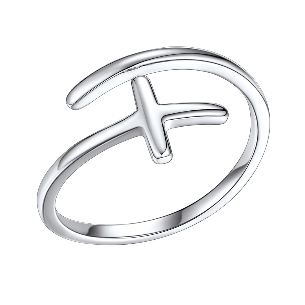 925 Sterling Silver Adjustable Cross Ring for Women