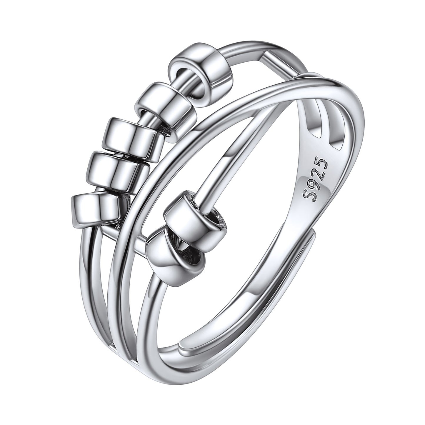 925 Sterling Silver Anti Anxiety Fidget Rings for Women