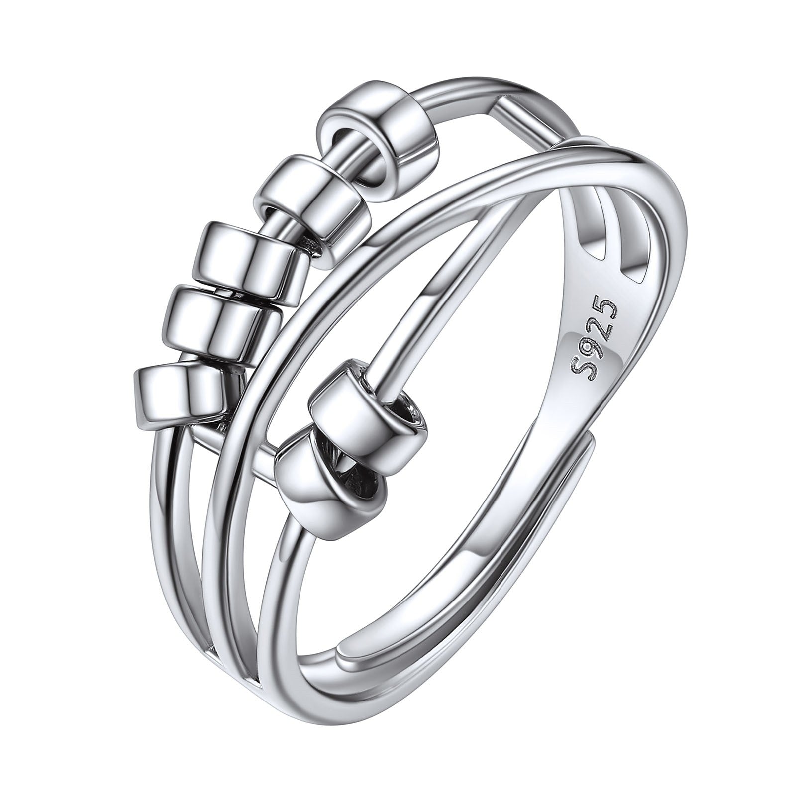 925 Sterling Silver Anti Anxiety Fidget Rings for Women