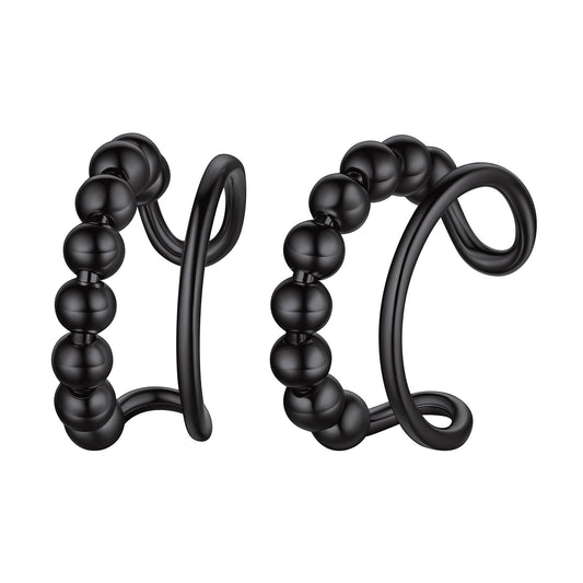 925 Sterling Silver Beads Ear Cuff Earrings Non Piercing