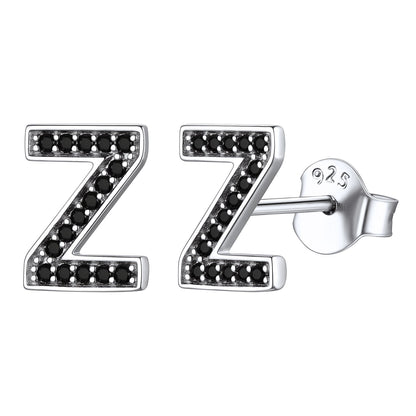 925 Sterling Silver CZ Initial Z Stud Earrings