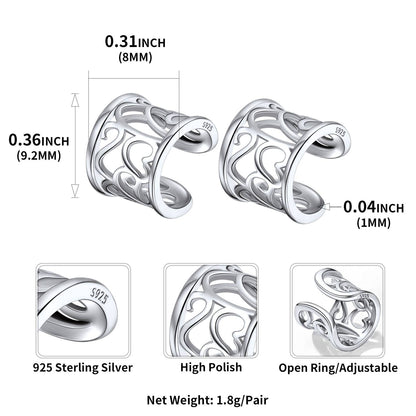 925 Sterling Silver Celtic Ear Cuffs Dimension, Durable, Solid