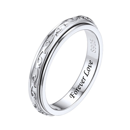 925 Sterling Silver Celtic Knot Anxiety Fidget Ring for Women