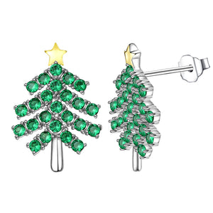 925 Sterling Silver Christmas Tree Stud Earrings