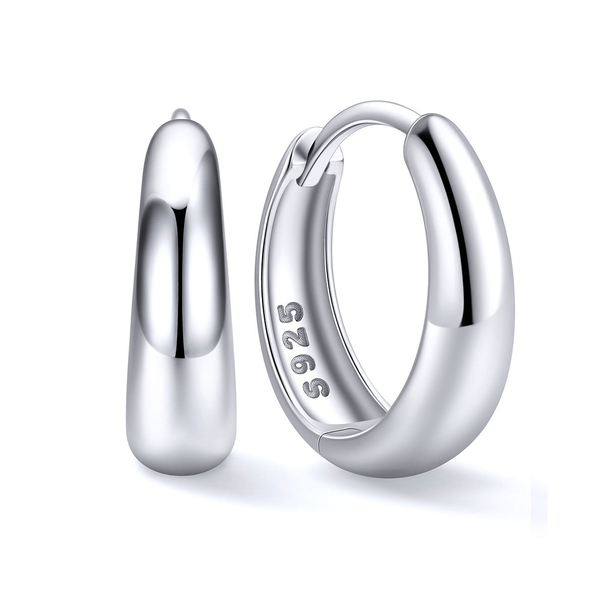 925 Sterling Silver Chunky Huggie Earrings for Women