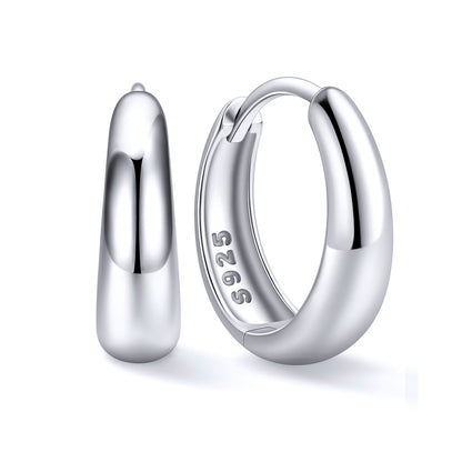 925 Sterling Silver Chunky Huggie Earrings for Women