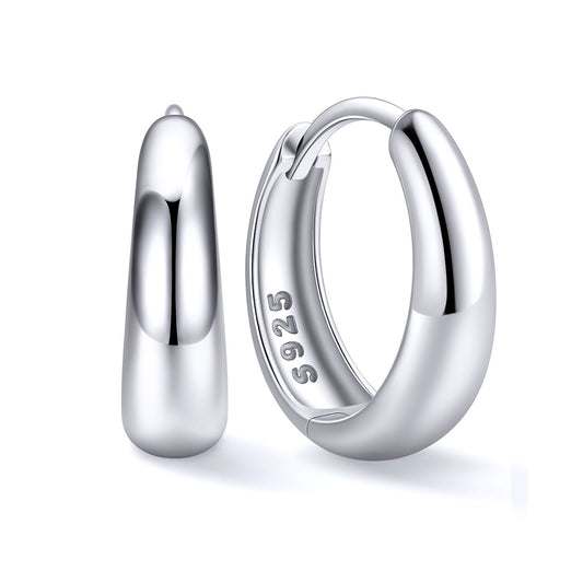 925 Sterling Silver Chunky Huggie Earrings for Women
