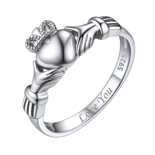 925 Sterling Silver Claddagh Heart Promise Ring for Women