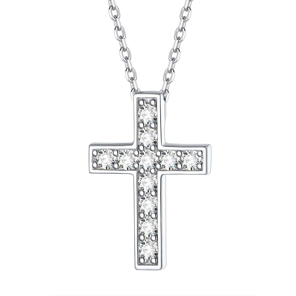 925 Sterling Silver Cubic Zirconia Cross Necklace for Women