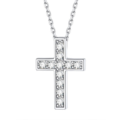 925 Sterling Silver Cubic Zirconia Cross Necklace for Women