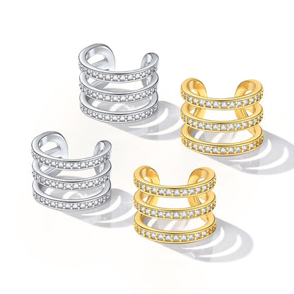 925 Sterling Silver Cubic Zirconia Cuff Earrings