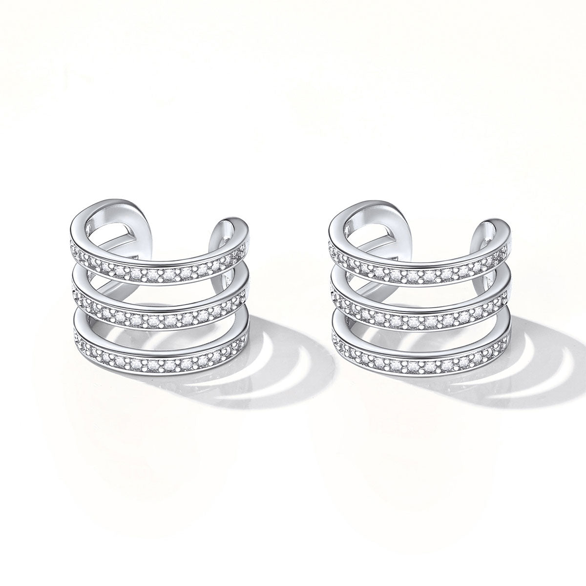 925 Sterling Silver Cubic Zirconia Cuff Earrings Sterling Silver