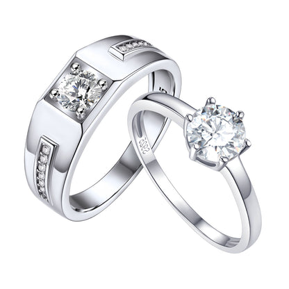 925 Sterling Silver Cubic Zirconia Promise Rings for Couple