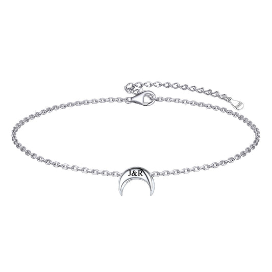 925 Sterling Silver Custom Tiny Moon Chain Bracelet for Women
