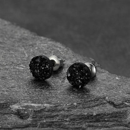 925 Sterling Silver Diamond Stud Earrings in black