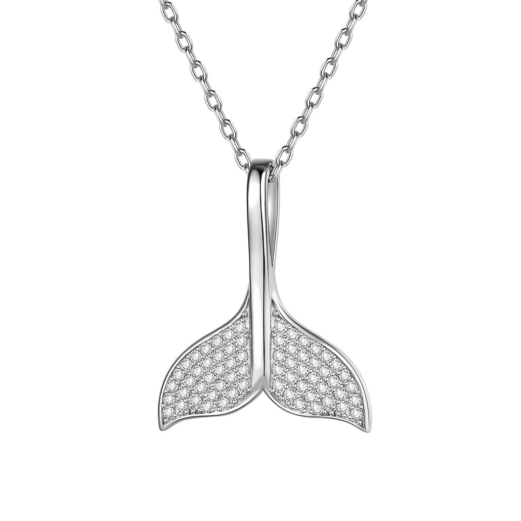 925 Sterling Silver Dolphin Tail Fishtail Necklace